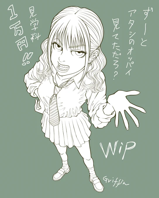 WIP. ようやく線画オワタ#イラスト #ガールズイラスト #illustration #adobeillustrator 