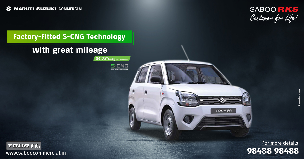Presenting the New Maruti Suzuki Tour H3 with factory fitted S-CNG Technology with great mileage.

Call us: 98488 98488

Visit now: bit.ly/3On6RAT

#MarutiSuzukiCommercial #SabooCommercial #TourH3 #Taxi #PassengerVehicles