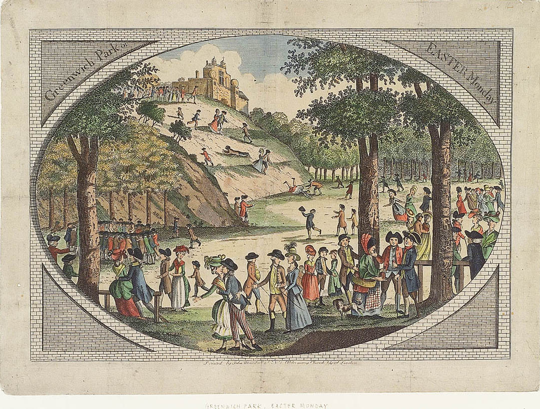 How's your day going? This print depicts Greenwich Park on Easter Monday. 

🎪Printed in 1804, though the fashions date from 20 years prior, it shows the revelry of Greenwich Fair, including people tumbling down the slopes: bit.ly/GreenwichParkE…