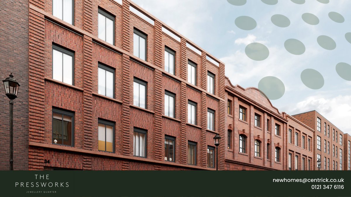 CentrickBrum's tweet photo. Stunning new apartments in Birmingham’s Jewellery Quarter!  The Pressworks offers a selection of apartments, Grade-II listed lofts and one of a kind Mews House! 

Contact Centrick New Homes for further info! 

🖥 https://t.co/Hkzf67K6eJ https://t.co/jtvJlpJXiX