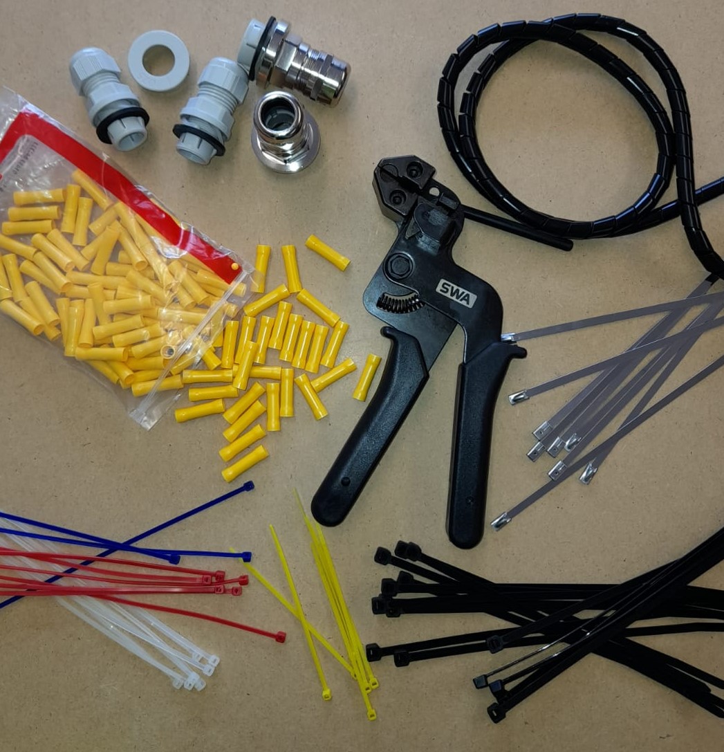 Cable ties, Butt Splices, Stuffing glands. 

Interesting Shopping list 👀

have you tried our range of cable ties? including our stainless steel ties?