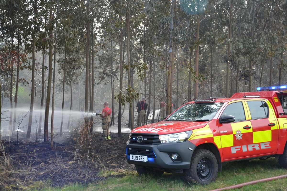 HCFirePhotos's tweet photo. The warm easter sunshine over weekend saw @Norfolkfire crews from #Methwold #Thetford #EastHarling #Watton #Wymondham and a Water Carrier from #Hethersett dealing with a large fire in forestry on Cranwich Heath. #bewildfireaware https://t.co/O5e6BO462S