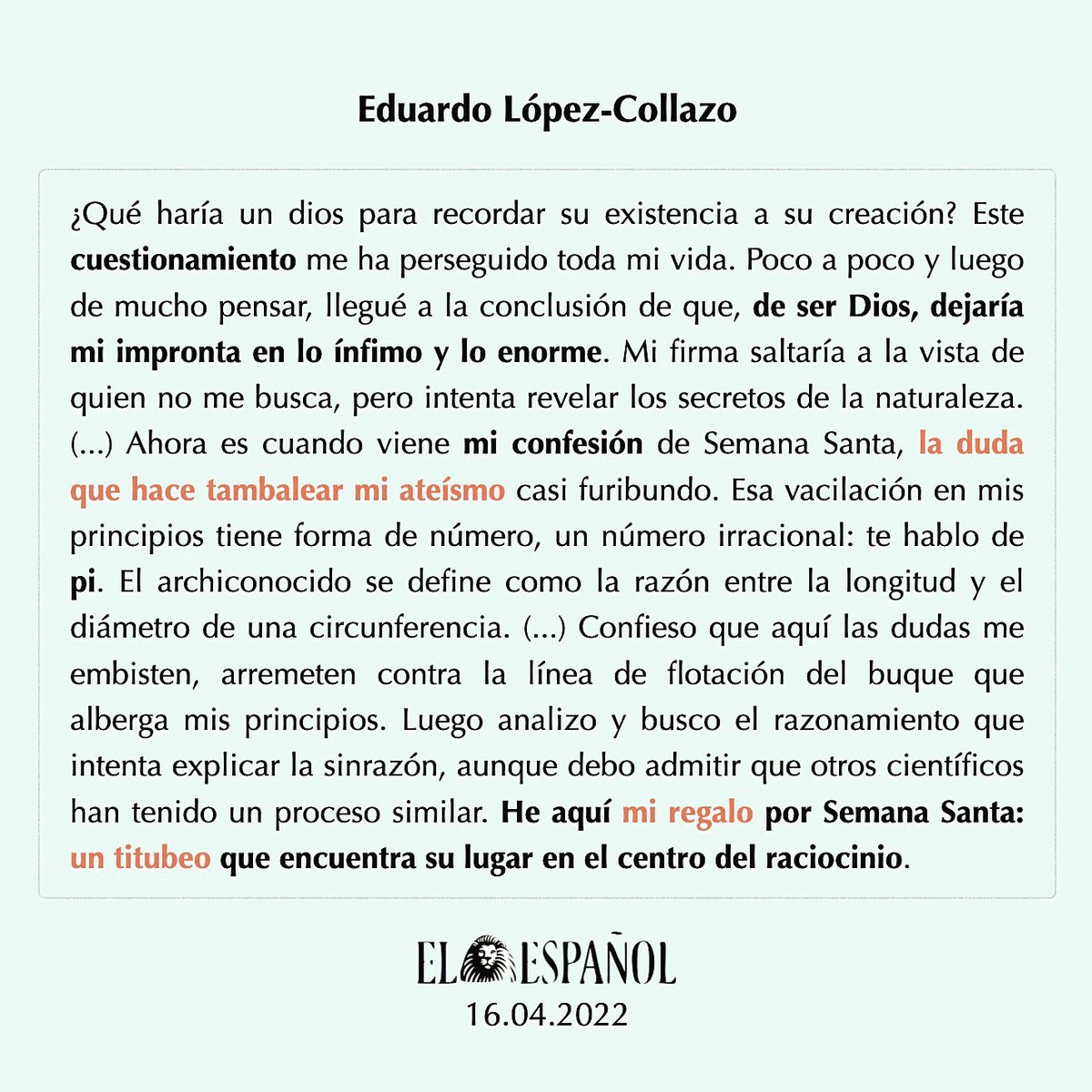 Apasionante titubeo de ⁦<a href="/ELCOLLAZO/">ED LOPEZ COLLAZO</a>⁩ en ⁦<a href="/elespanolcom/">EL ESPAÑOL</a>⁩