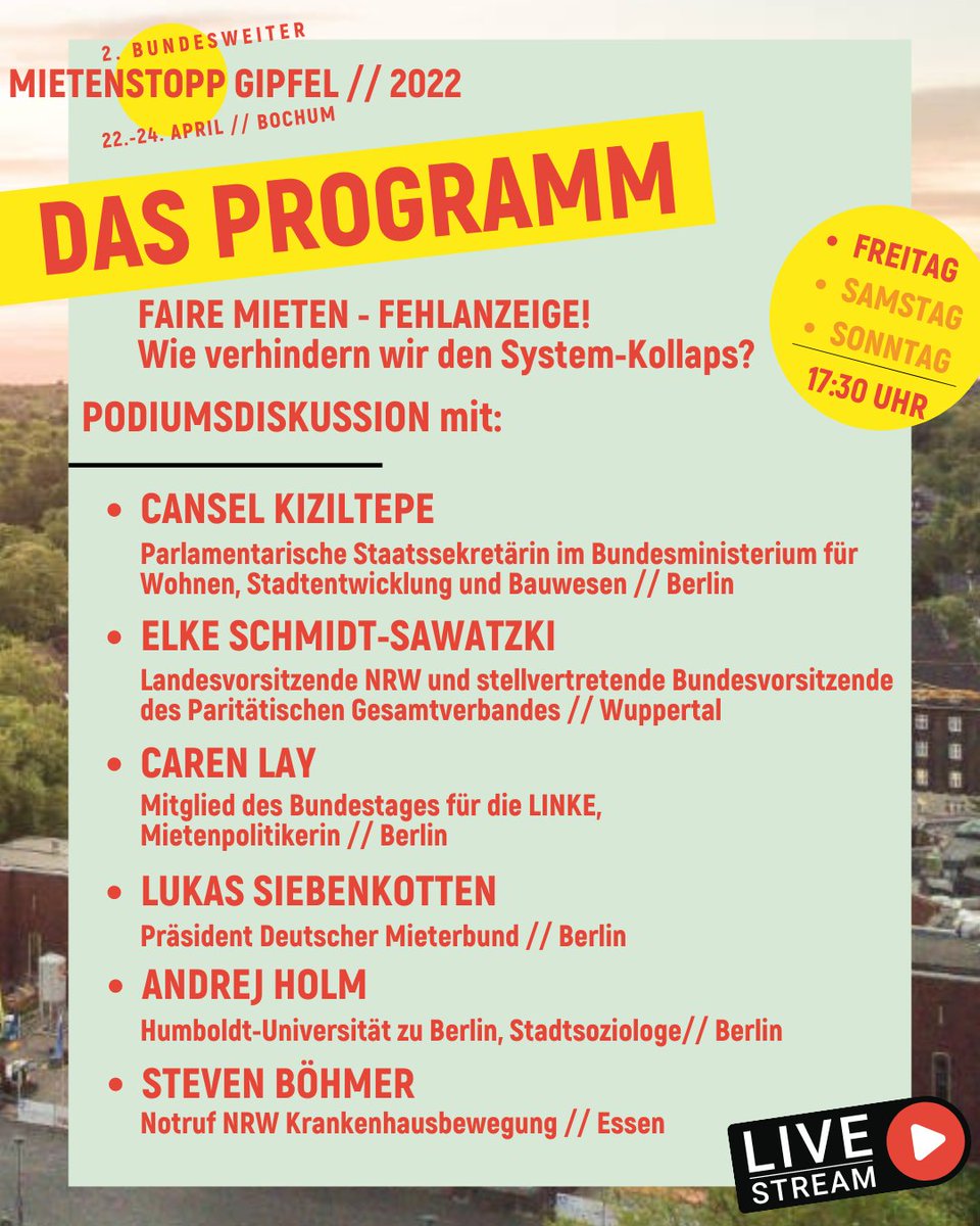 Gäste vom Freitagsprogramm vom Mietenstoppgifpel 2022 in Bochum