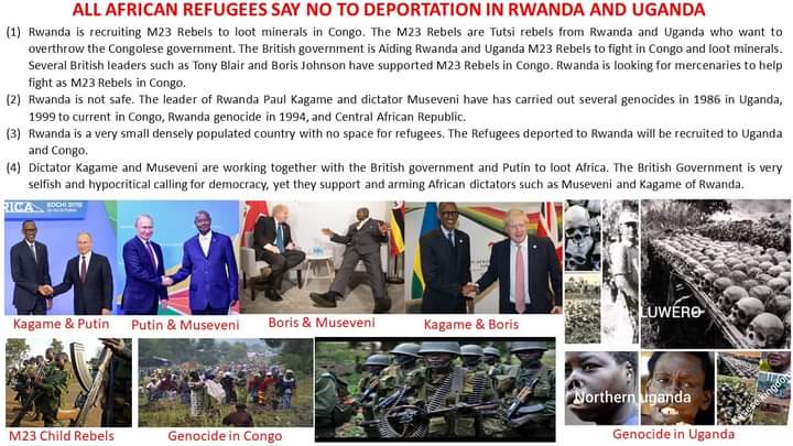 LoveUganda7's tweet photo. African asyrum seekers in UK say no to Refugees settlement in Rwanda and Uganda all these two dictator presidents of these two countries dont fit https://t.co/R9bFHz7ZxJ