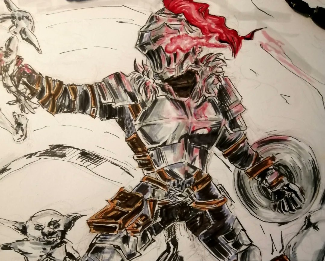 Saving_Vodoo's tweet photo. Goblin slayer ⚔️

Material: A3, black and red ink, water markers, pn liner

#art #traditionalart
#goblinslayer #ink #illustration #fanart #goblinslayerart #убийцагоблинов #вбивцягоблінів https://t.co/9MpvT1gMxt