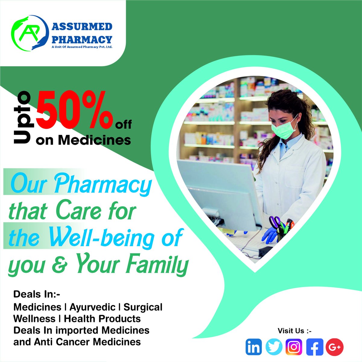assurmedphrmacy's tweet photo. Our Pharmacy that Care for the wellbeing of you and your family.
Upto 50% OFF on Medicines.
visit Us:- https://t.co/aPOGIJ0QmP

#firstborn #firstaid #timeless #time #cure #curese #curedmeat #medicinestudent #medicines #health #healthy #healthtips #healthylife #healthyfood https://t.co/WbaAMRvk0m