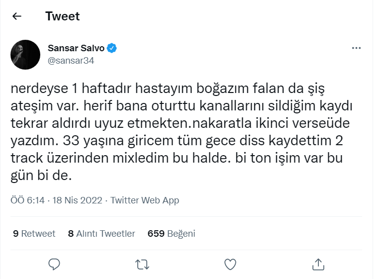 xtsygang's tweet photo. Sansar Salvo, Khonkar'a diss kaydettiğini söyledi.
#sansarsalvo #sansar #khontkar #diss #rap #trap #hiphop #drill #müzik #rapçi #mc #redkeys #redkeysmusic #redkeygang #istanbul #izmir https://t.co/XXqaHrXlyG