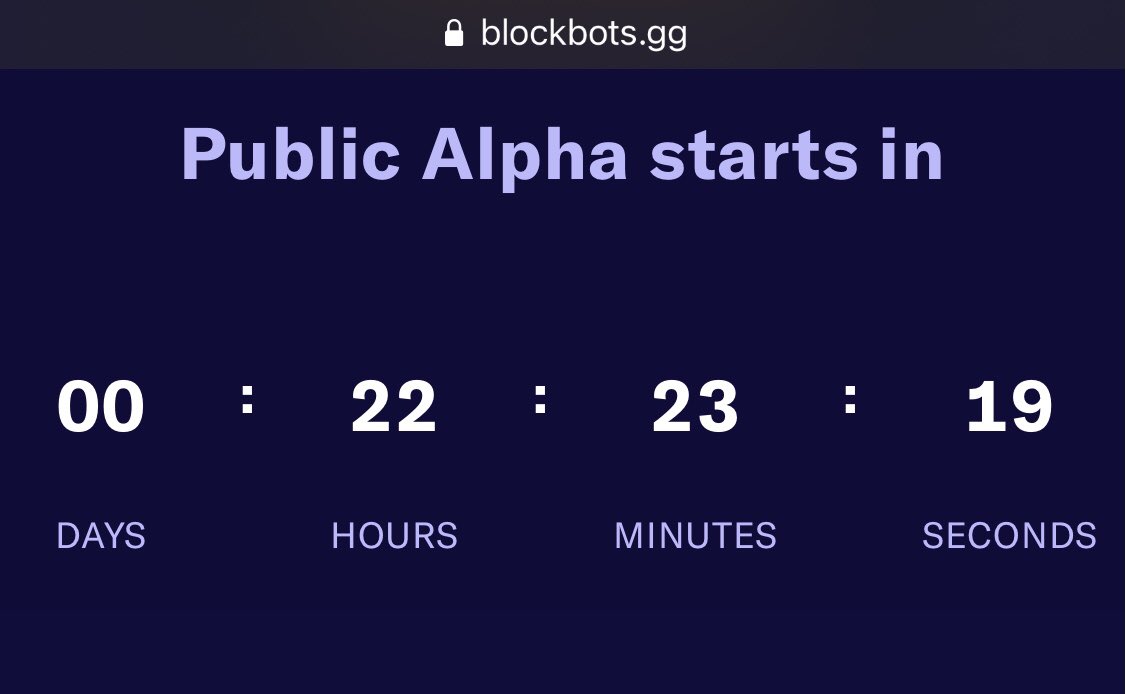 GoddessHyliaa's tweet photo. GM COUNTDOWN ⚔️🔥
@BlockbotsNFT website had a countdown to the public alpha! Less than 24 hours til we battle 🦾
https://t.co/bpWKlzoOML
#nft #publicalpha #botfam #countdown #p2e #freetoplay #tournament https://t.co/UBY0Jaw3mn