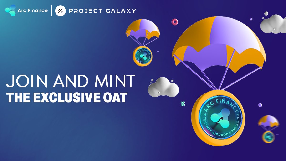 📢Celebrating the #ArcFinance Testnet #Airdrop Campaign.

🤝Powered by <a href="/ProjectGalaxyHQ/">Now Galxe (Previously Project Galaxy)</a> we are hosting the exclusive OAT #Giveaway  

☑️Complete the gleam tasks to participate!
gleam.io/competitions/c…

🔗 Don't miss it
galaxy.eco/ArcFinance/cam…

#ProjectGalaxy #Testnet #AUM