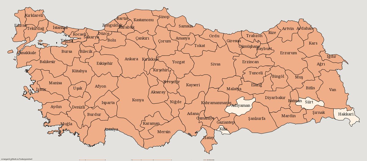Son bir kaç yer şehir kalmış, Hakkari'nın muhteşem dağlarında güncelleyeceğim haritayı 😉 ozanyerli.github.io/turkeyvisited/