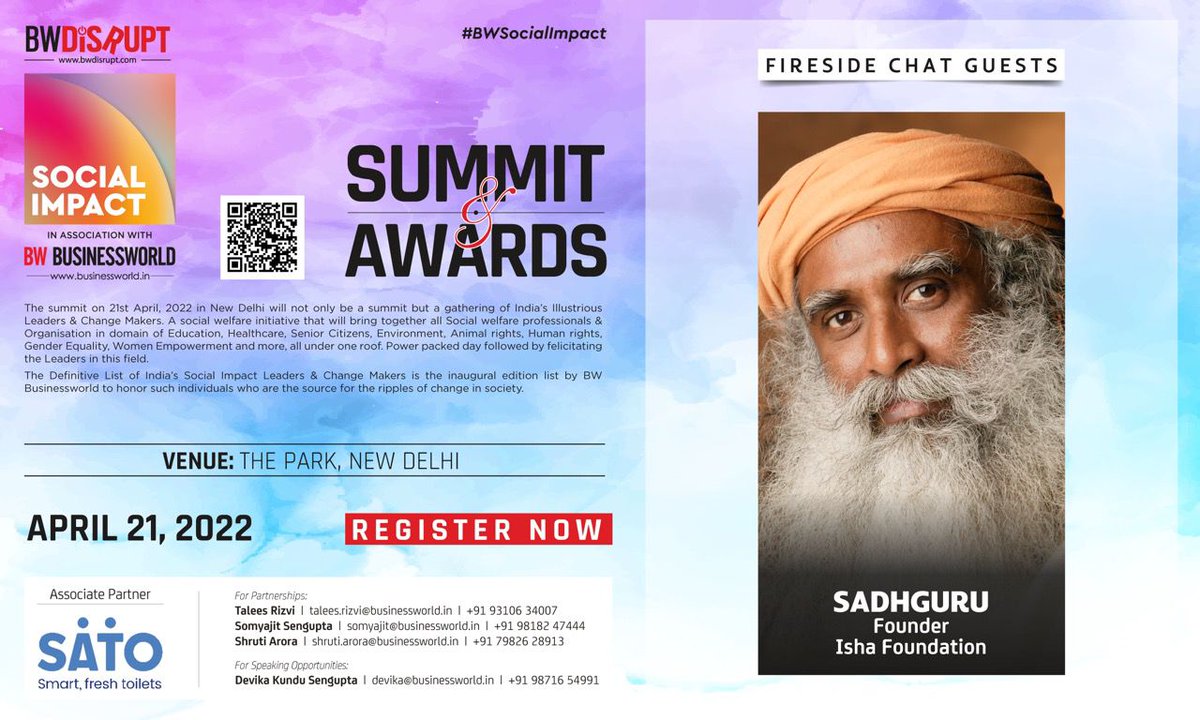 iamammanmishra's tweet photo. #BWSummit: Meet the Change-makers & Social Impact Leaders at #BWSocialImpact Summit & Awards 2022 | The Park, New Delhi, April 21. To Attend
*Register Now* https://t.co/PqgALkkJvD
@anuragbatrayo @RenAameen @TaleesRiz @chetanmehra08 @tanvieahuja @BwDisrupt https://t.co/doYnnRyBBn