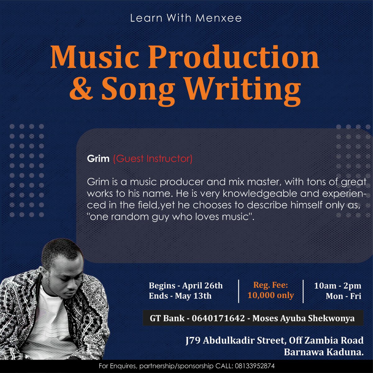 KingMenxee's tweet photo. In effort to make the entire program impacting and very beneficial to our participants, I'll be having some of the best in both M.P and S.W, come through as guest instructors.

Awesome right? I know. Plus reg. is only N10,000.

Help someone who needs this by sharing. Blessings! https://t.co/u9ZzTUSLhb