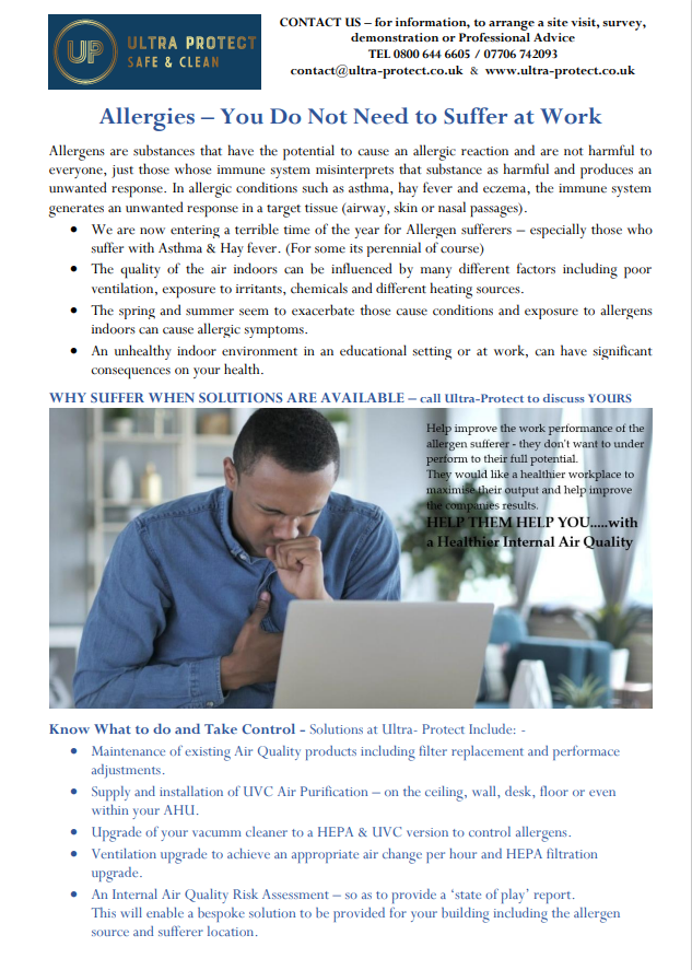 Allergens within the workplace - YOU DONT HAVE to SUFFER....