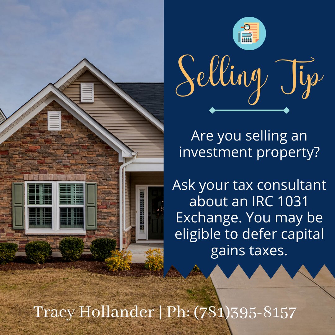 tlh711's tweet photo. #HomeSellingTip – The sale of an investment property is different then a primary residence. Be sure to check with your tax professional and see if there are any applicable tax laws you should know about, like the 1031 Exchange. #BostonRealtor #RealEstateBoston https://t.co/VdGd7NLBuC