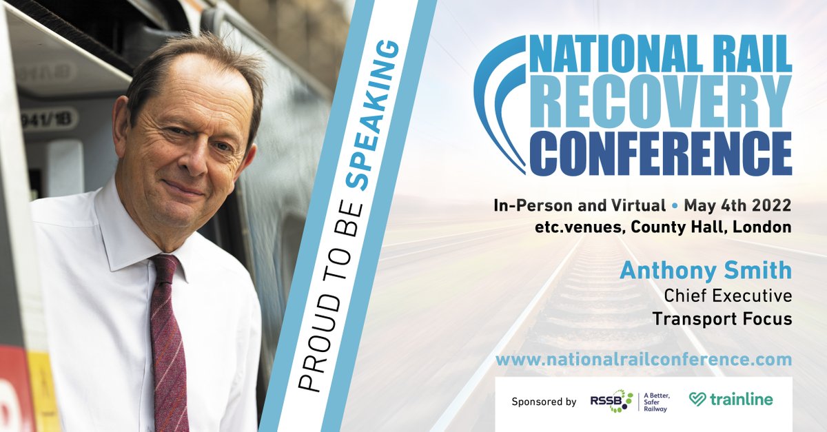 TransportFocus's tweet photo. 🙌 Our chief executive @AnthonySmithTF will be a guest speaker at @Rail_Conference on 4 May

💭 He'll be taking part in a session entitled ‘Reimagining the passenger journey’ with the opportunity to ask questions afterwards

👉 Find out more here: https://t.co/i7OZ6ik3f8 https://t.co/R34g0UOCDu