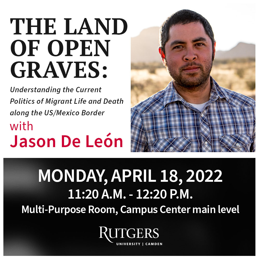 TODAY: Jason De León, founder of the <a href="/HostileTerrain/">Hostile Terrain 94</a> exhibit about the humanitarian crisis at the southern US border, is giving a free, public talk at 11:20am in the MPR.

Learn more: go.rutgers.edu/kmsyhu6o
Register: go.rutgers.edu/7vq1ke8a