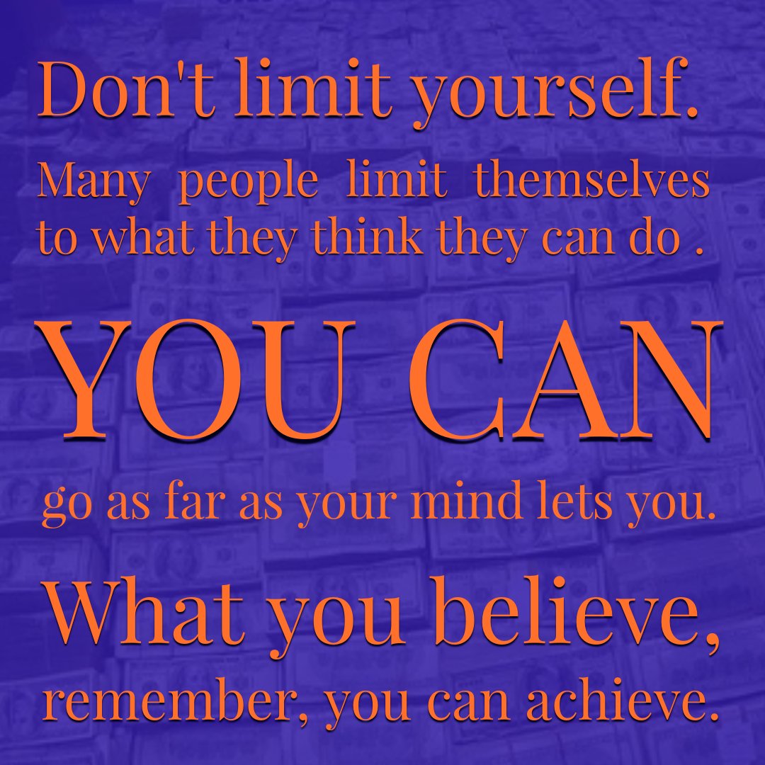 IGS_Invest's tweet photo. Don't limit yourself. Many people limit themselves to what they think they can do. You can go as far as your mind lets you. What you believe, remember, you can achieve.

Double tap if you agree.

You can also visit 👉https://t.co/q6U0fXOqU9 and get funding for your dreams! https://t.co/SvHDz5KtPq