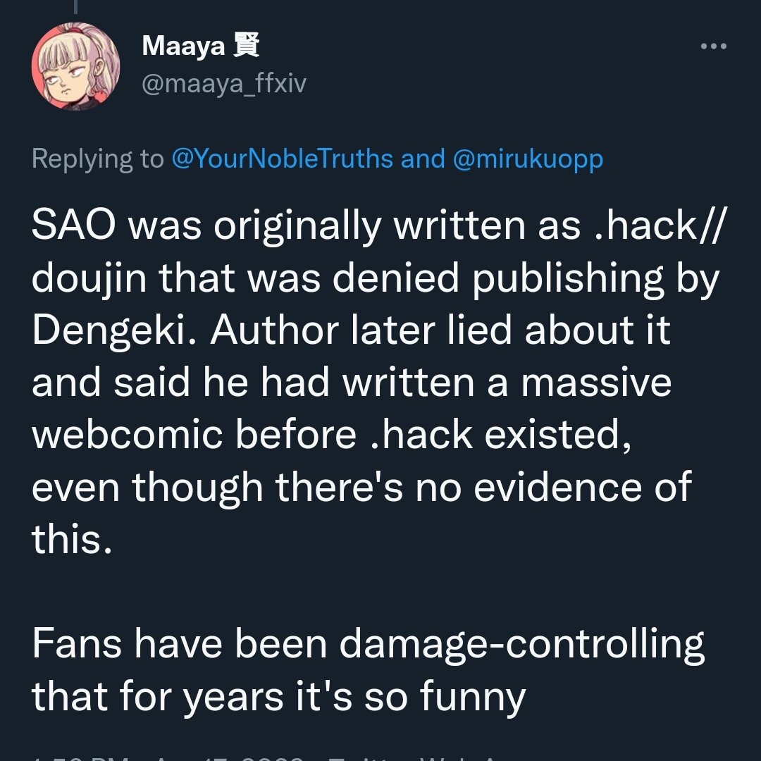AincradArchive's tweet photo. Funny, there's no evidence that proves that what you saying is true either. https://t.co/61hXEtTKCU