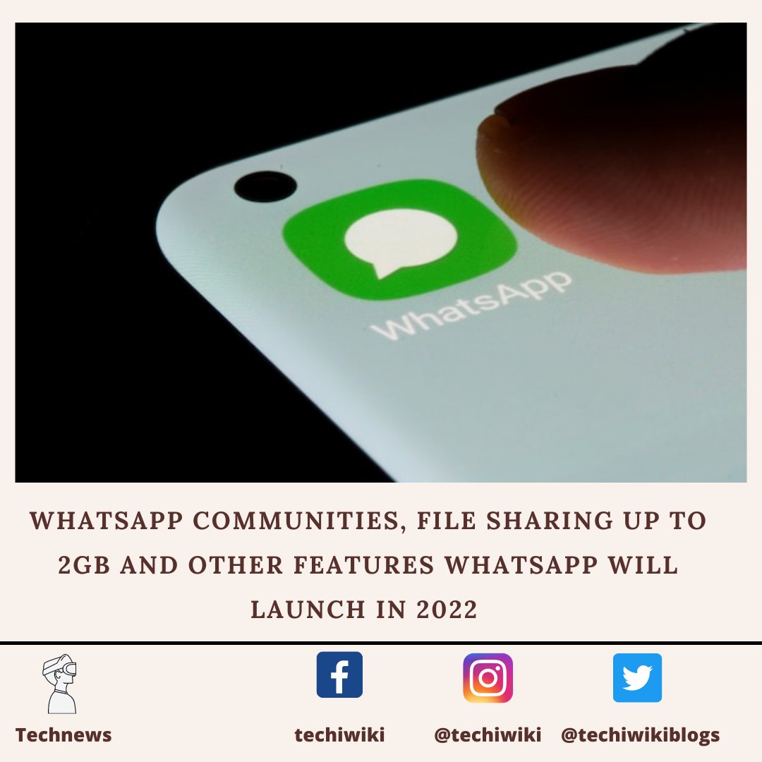 techiwikiblogs's tweet photo. WhatsApp community file sharing up to 2gb and other features whatsapp will launch in 2022...
.
.
.
.
#whatsapp #update #Message #apk #software #community #improvement #website #people https://t.co/jOegBcrQr1