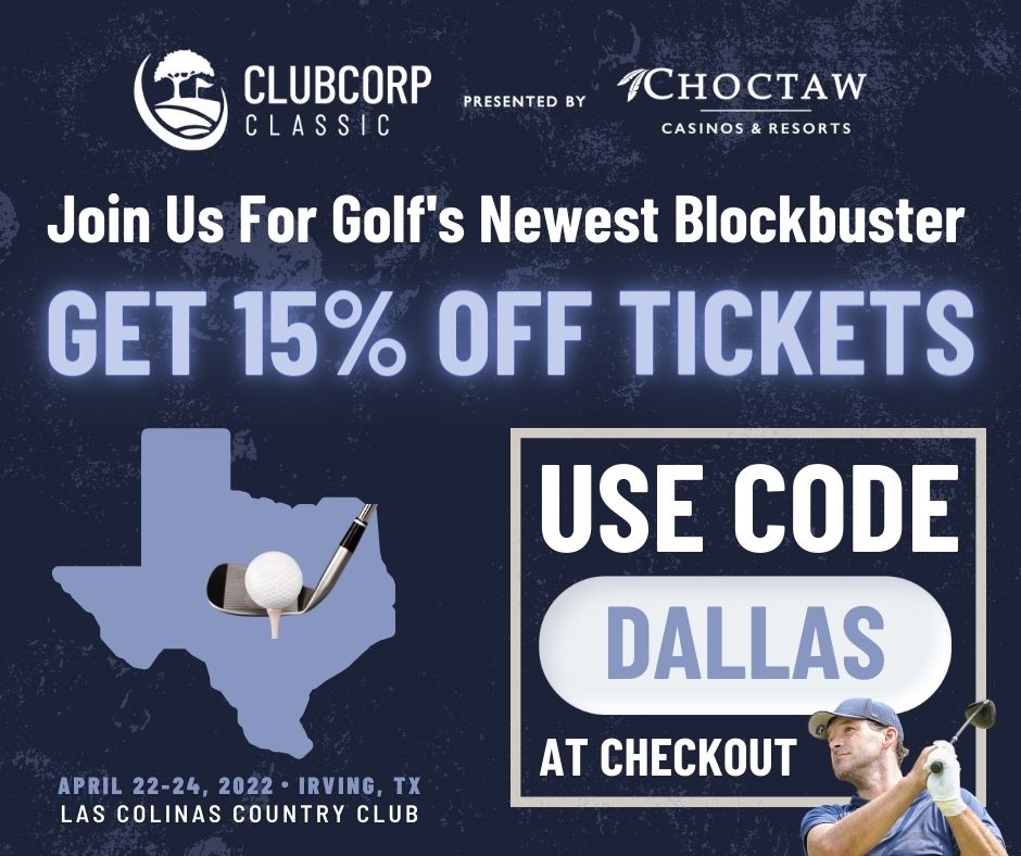 Join us at Las Colinas Country Club April 22-24 &amp; cheer for Dallas celebrities like Tony Romo &amp; Emmitt Smith as they compete against PGA TOUR Champions professionals at the @clubcorpclassic. Get 15% tix w/ code 'DALLAS' am.ticketmaster.com/pgaclubcorpcla…