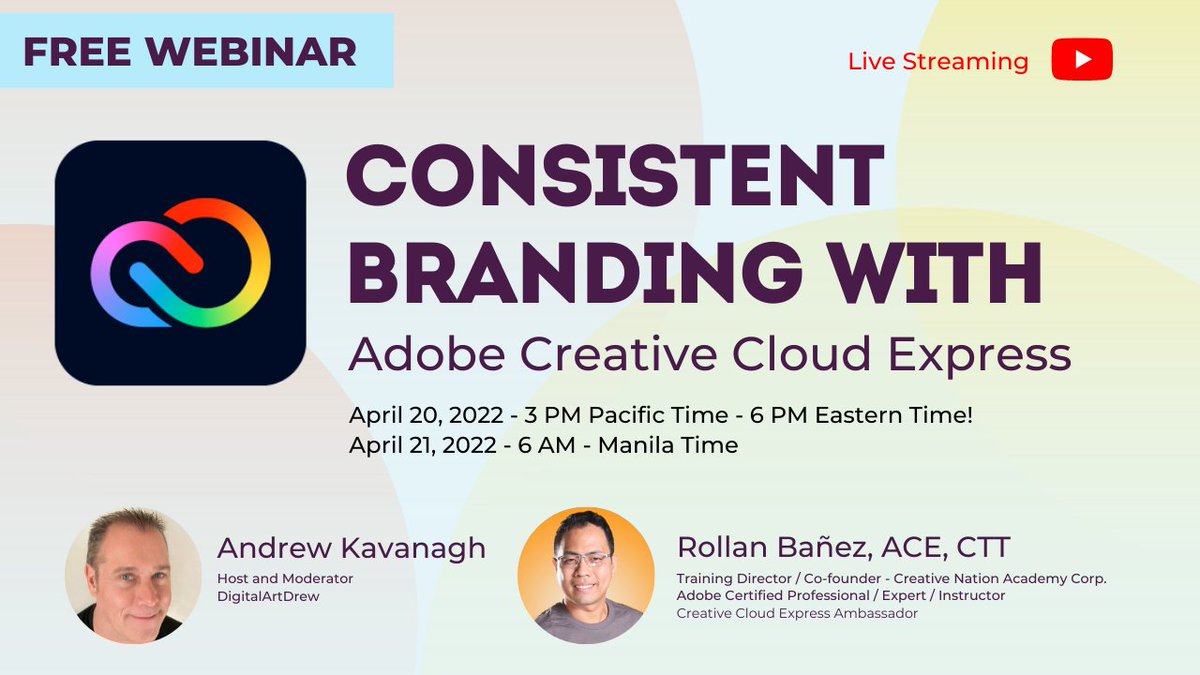 rollanbanez's tweet photo. Join us together with @DigitalArtDrew as we discuss Consistent Branding using Adobe Creative Cloud Express. #AdobeCreativeCloudExpress #ExpressIt #creativenationph

Check it here https://t.co/NvVg2H1Oyn https://t.co/VirxHxzy0S