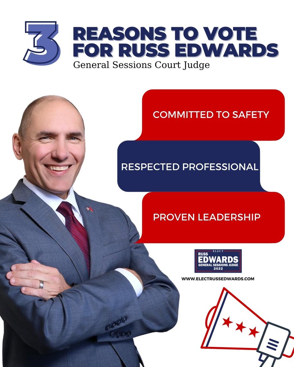 RussEdwards2022's tweet photo. There are a lot of reasons to vote Russ Edwards for Judge but here are 3 of the most important reasons. #electrussedwards https://t.co/pQ8AjrLDUo
