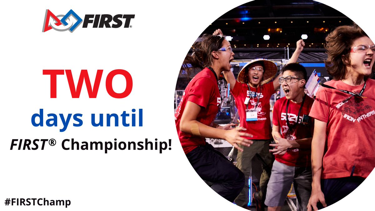In just TWO days we will be celebrating the #FIRSTFORWARD presented by <a href="/Qualcomm/">Qualcomm</a> season at #FIRSTChamp and we couldn't be more hyped! 🎉👏 Join the conversation: hubs.ly/Q017FTSb0 #morethanrobots