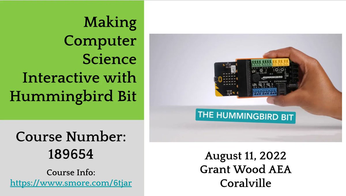 Don't let this opportunity fly past! We are offering a new course this August to help you leverage the amazing tool of the Hummingbird BIT robotics to help bring computer science into your classroom! Learn more here buff.ly/2toU4cD
#IAEdChat #CSforGWAEA #HaveFunMaking