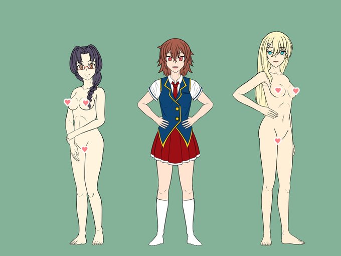 まだ髪型や制服のデザインは変更を加えると思うけど、オリキャラCG集のキャラと制服は大体こんな感じになりそう 