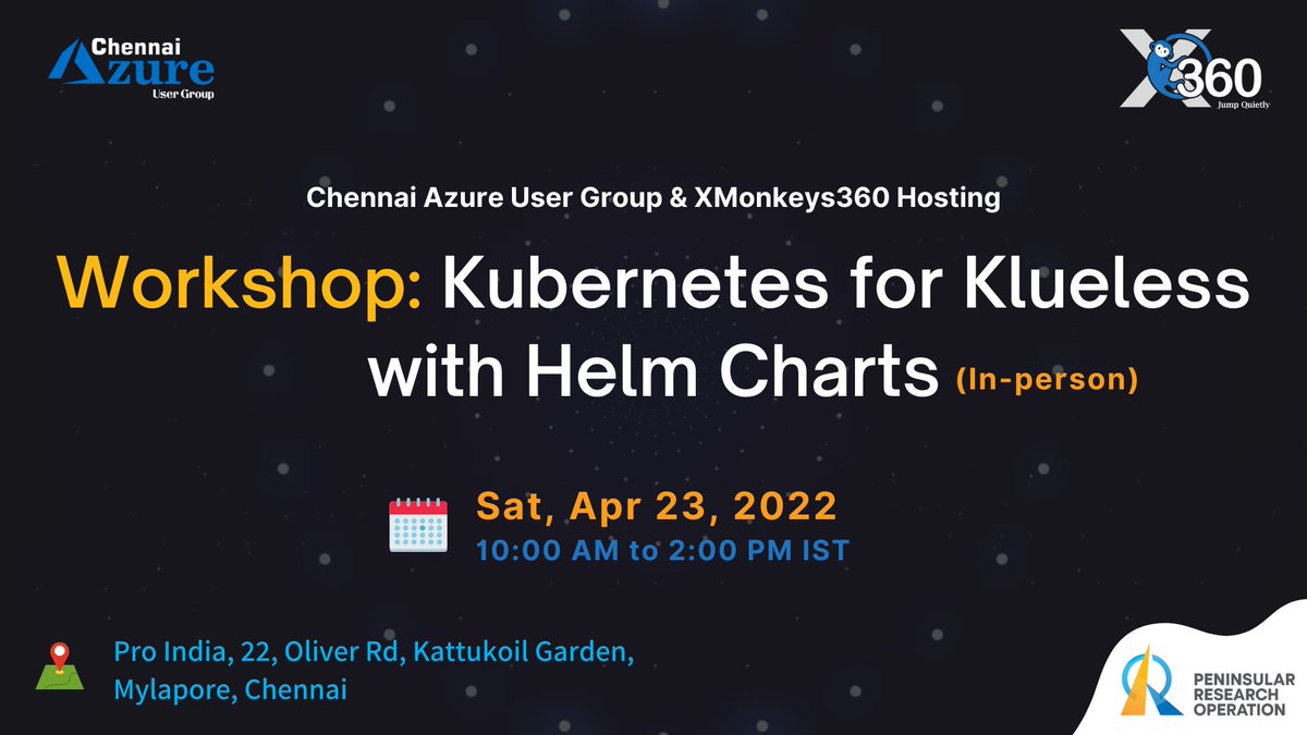XMonkeys360's tweet photo. 𝐖𝐨𝐫𝐤𝐬𝐡𝐨𝐩-𝐊𝐮𝐛𝐞𝐫𝐧𝐞𝐭𝐞𝐬 𝐟𝐨𝐫 𝐊𝐥𝐮𝐞𝐥𝐞𝐬𝐬 𝐰𝐢𝐭𝐡 𝐇𝐞𝐥𝐦 𝐂𝐡𝐚𝐫𝐭𝐬 on April 23, 2022.  

Register here: https://t.co/0ptdmhVv5C

Date &amp; Time:- 
Saturday, April 23, 2022
10:00 AM to 2:00 PM IST 

#Kubernetes #XMonkeys360 #MicrosoftAzureUserGroup https://t.co/QxVEuI07KJ