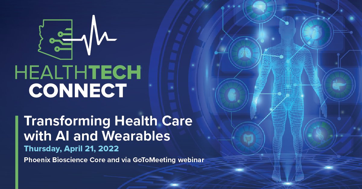 UAZHealth's tweet photo. Don’t miss out as researchers at the University of Arizona Health Sciences and other experts share the latest developments in wearables and artificial intelligence at the next HealthTech Connect hybrid event on April 21. Register today: https://t.co/jjrvBdrdIi https://t.co/EbEAwHtZrd