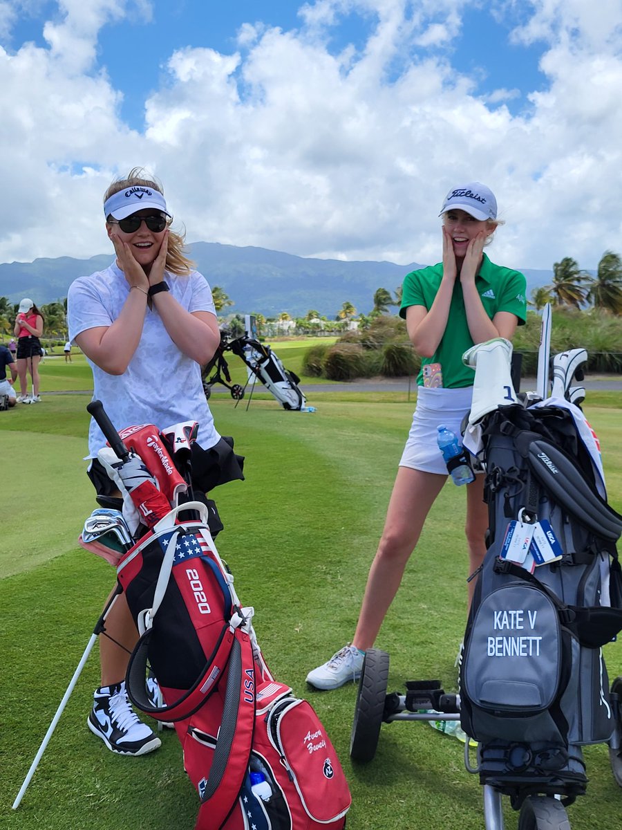 KateBennettGolf's tweet photo. Inside look: @USGA #USWFourBall - How to say you are #BFFs without saying you are #BFFs - Matching @Disney tshirts! #MinnieMouse &amp; #DaisyDuck  #KateBennett #VISION54 #girlsgolf #TeamTitleist #teamwork #USGA #TheNuggett #AveryTown @SpringCreekAcad https://t.co/3SnY5vVOZL