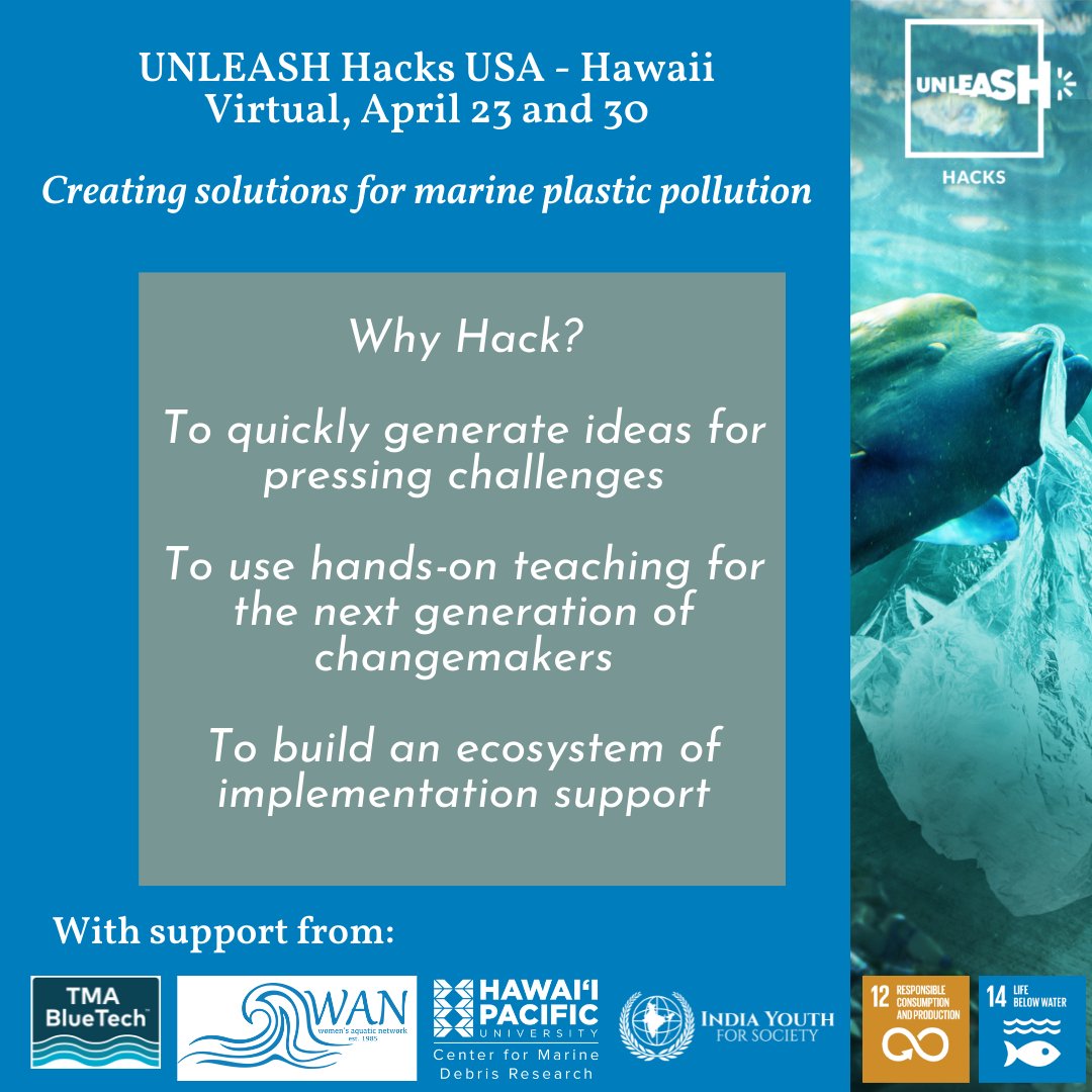 UNLEASH Hacks USA (@unleashhacksusa) on Twitter photo Why do we #Hack? To spur idea generation, to teach innovation methodology, to bring together solution ecosystems. Proud to work on responsible consumption and life under water with the support of <a href="/TMABlueTech/">TMA BlueTech</a> <a href="/WomensAquaticDC/">Women’s Aquatic Network</a> <a href="/DebrisResearch/">Center for Marine Debris Research</a> <a href="/iyfsorg/">India Youth for Society</a> Why do we #Hack? To spur idea generation, to teach innovation methodology, to bring together solution ecosystems. Proud to work on responsible consumption and life under water with the support of <a href="/TMABlueTech/">TMA BlueTech</a> <a href="/WomensAquaticDC/">Women’s Aquatic Network</a> <a href="/DebrisResearch/">Center for Marine Debris Research</a> <a href="/iyfsorg/">India Youth for Society</a>