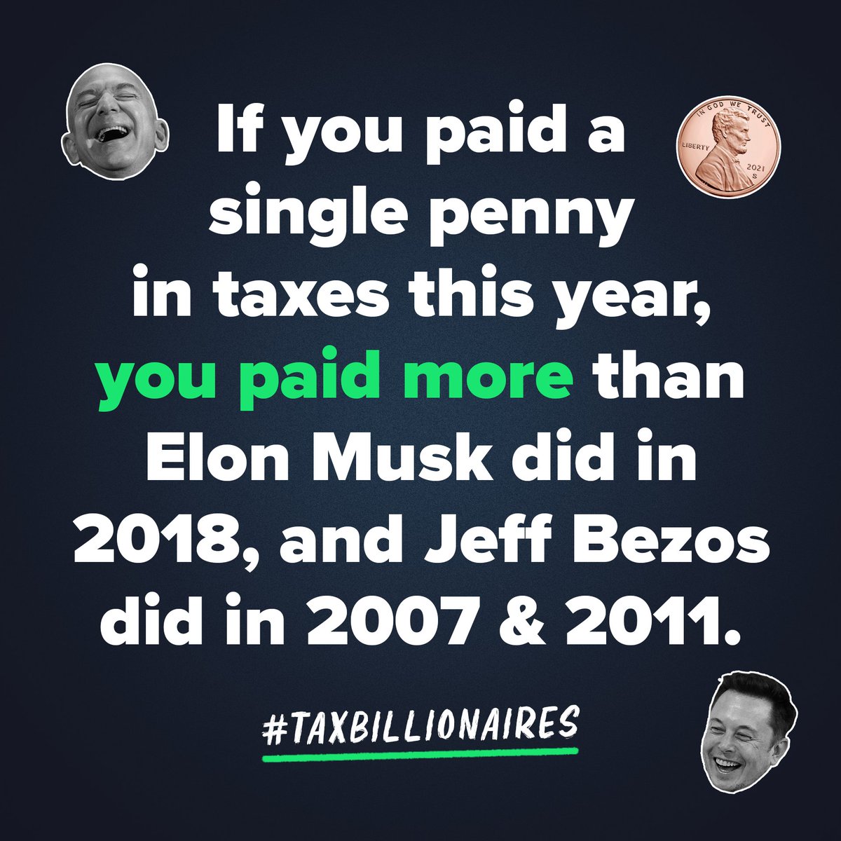 4TaxFairness's tweet photo. This is your #TaxDay reminder that billionaires aren't taxed when they sit on the couch and watch their stocks go up but workers are taxed with every paycheck. 

That's not right.
 
It's time for a billionaires income tax so billionaires pay their fair share too. #TaxBillionaires https://t.co/qQ6VWKZRiY