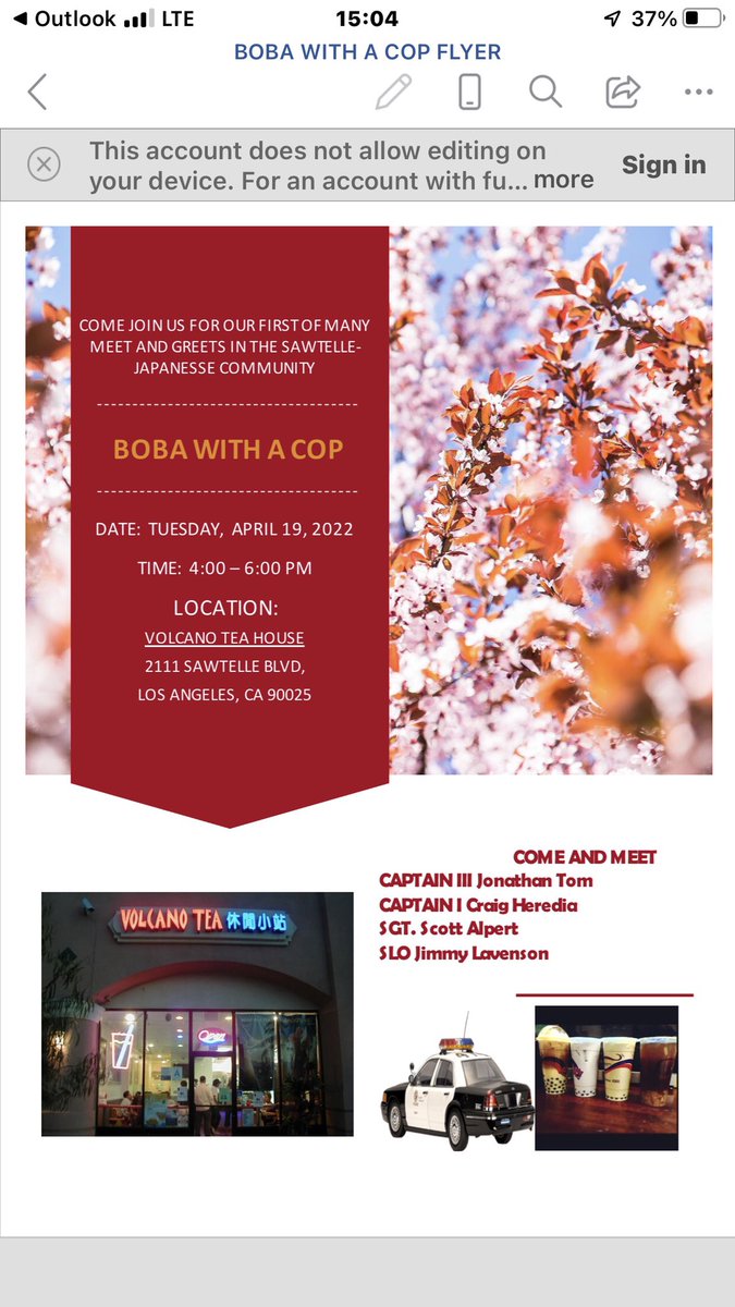 Come join us for Boba with a Cop, tomorrow.  We will be starting a Sawtelle Business Watch, come meet the troops.  <a href="/WestLASawtelle/">West LA Sawtelle NC</a> <a href="/LAPDWestBureau/">LAPD West Bureau</a> <a href="/LAPDWestLA/">LAPD - West Los Angeles</a> <a href="/sangennaro/">jay handal</a> <a href="/imLenNguyen/">Len Nguyen</a>