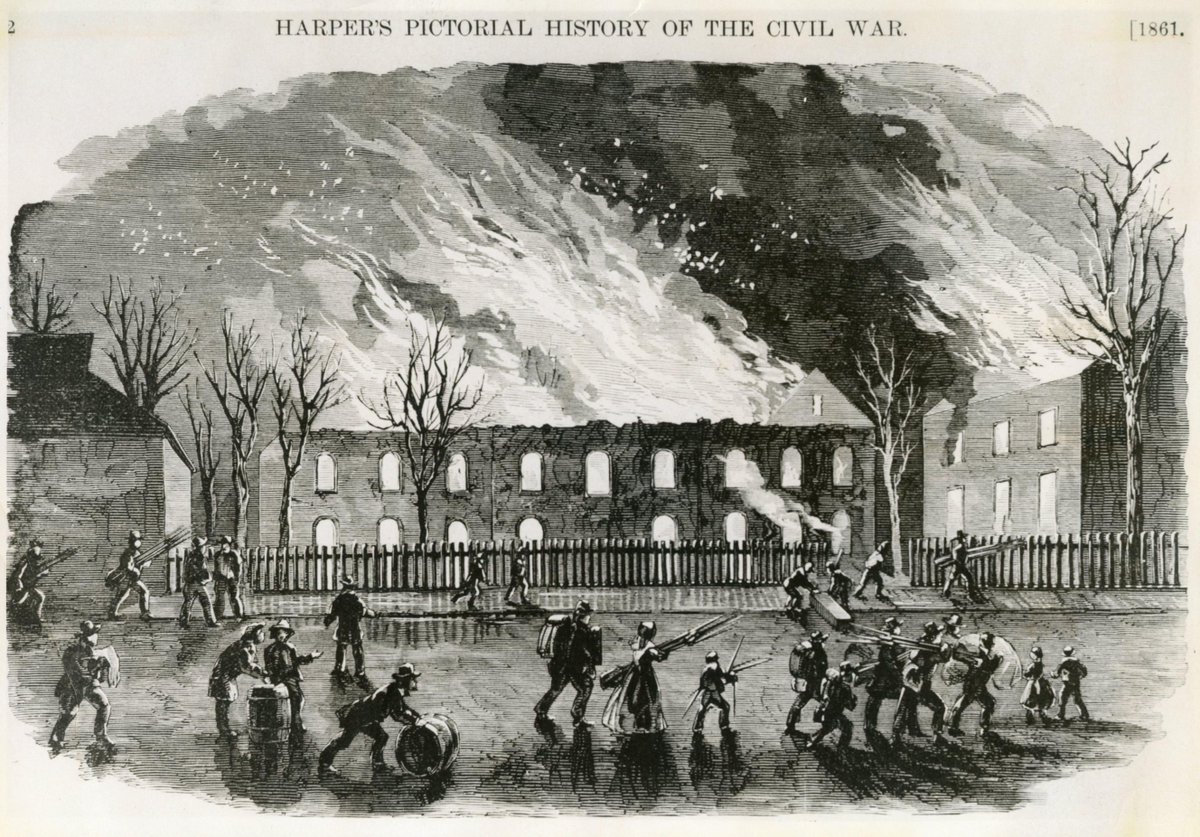 jeffcomuseumwv's tweet photo. #OnThisDay in 1861, US troops set fire to the US Armory at Harpers Ferry to prevent Confederate forces from capturing it. 

#localhistory #JeffersonCounty https://t.co/0o88eiox2v