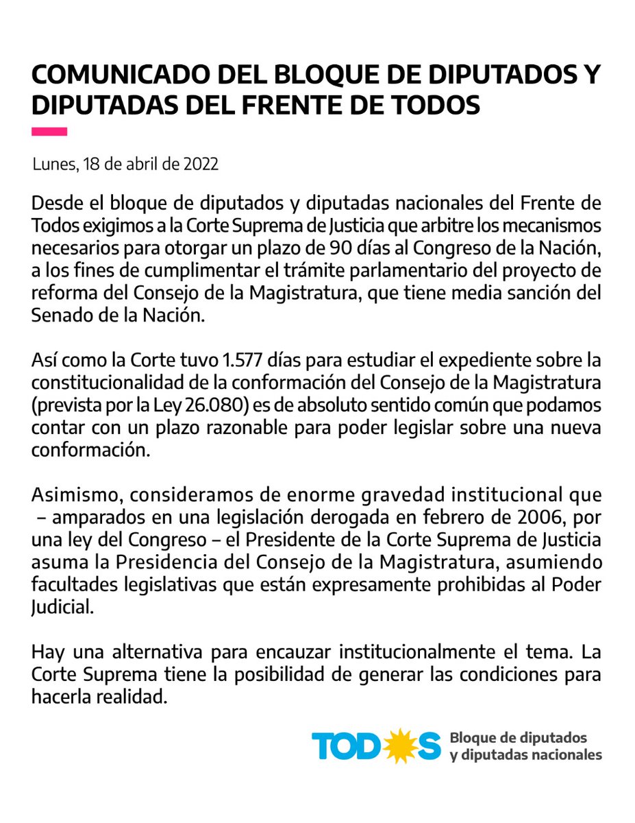 Diputados_UxP's tweet photo. 📃 #Comunicado #FrenteDeTodos https://t.co/C7y5G2yiqX