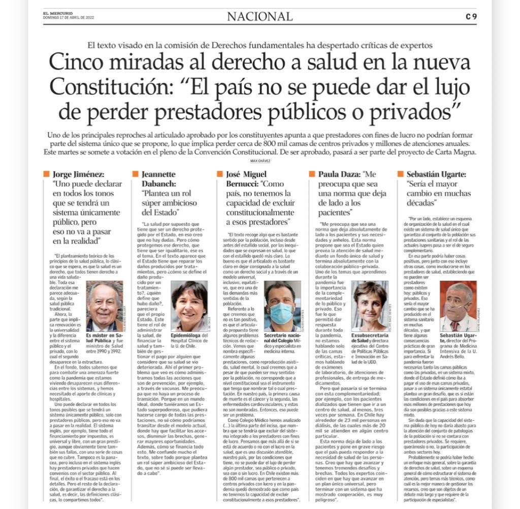 constparatodos's tweet photo. Empezamos la semana recomendando este artículo de El Mercurio publicado ayer. Discutamos sobre salud sin caricaturas. #Constituciónparatodos https://t.co/Qa3mvsydqx