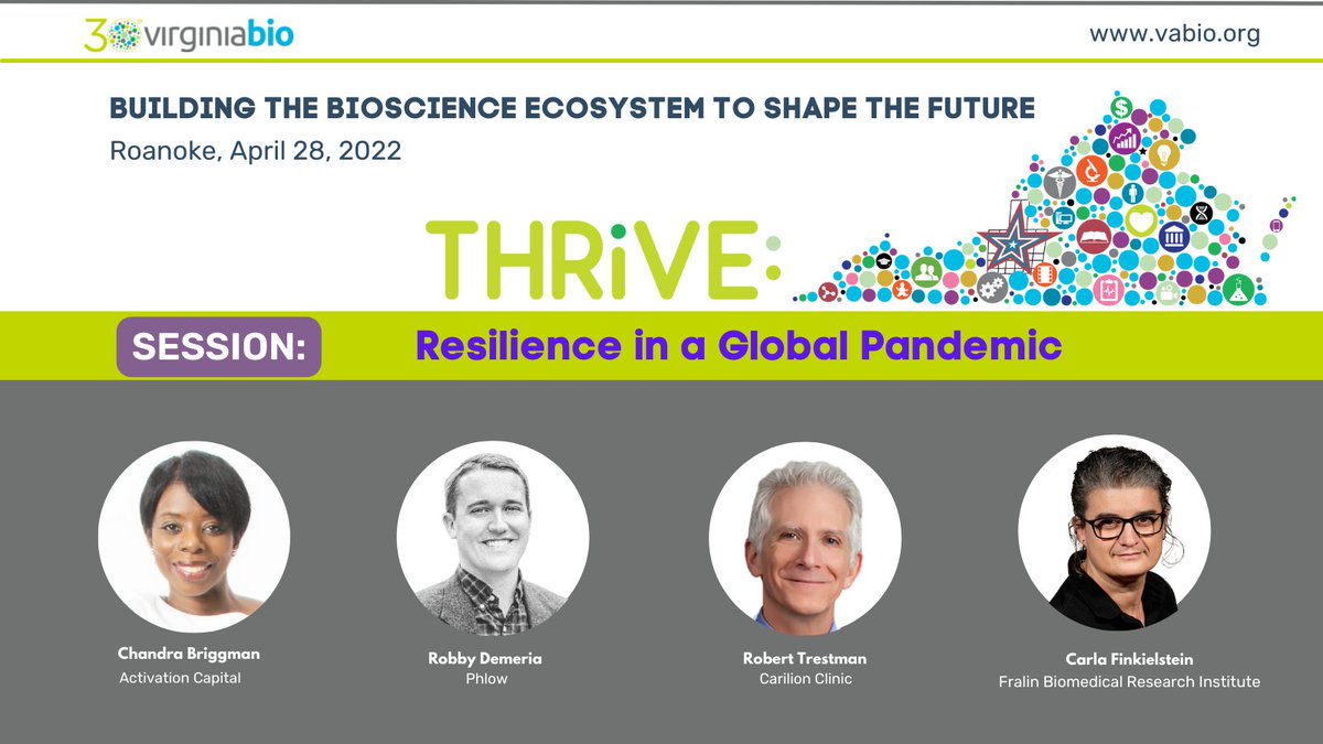 Register for #THRiVE2022, the statewide conference in Roanoke, on 4/28. Meet leaders, experts, and innovators from the Commonwealth’s biotechnology ecosystem! Register at ow.ly/Wbau50ILnVp #virginiabio @activationRVA @PhlowUSA @CarilionClinic @FralinBiomed @RAMPaccelerator