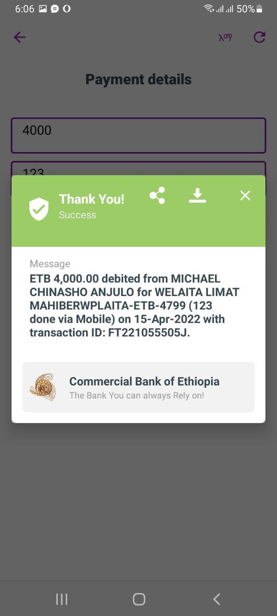 Thanks to Mr.#Michael Chinasho to your 2022 year WODA Gold level 4,000 ETB membership payment.

God bless you your family &amp; your business.