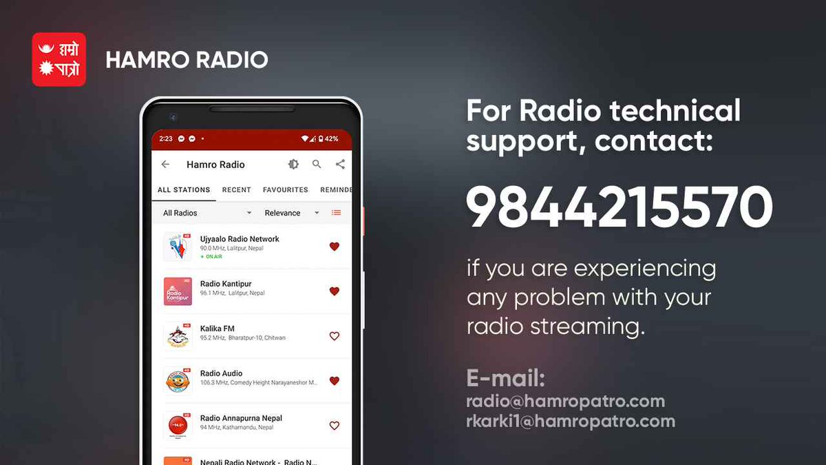 Eklomanchhek's tweet photo. तपाइको #Radio @hamropatro_dev मा बजेको छैन भने वा #HamroPatro मा बजाउन चाहानुहुन्छ भने 9844215570 मा सम्पर्क गर्नुहोला |
यो सेवा निशुल्क छ | निर्धक्क फोन गर्नुहोस बातामारौ 
#Hamroradio #Hamropatro #RadioHamro #Hamro_Patro_Radio #Radio #RadioSupport #HamroStreaming #StreamingRadio https://t.co/NYdxjGwgOW