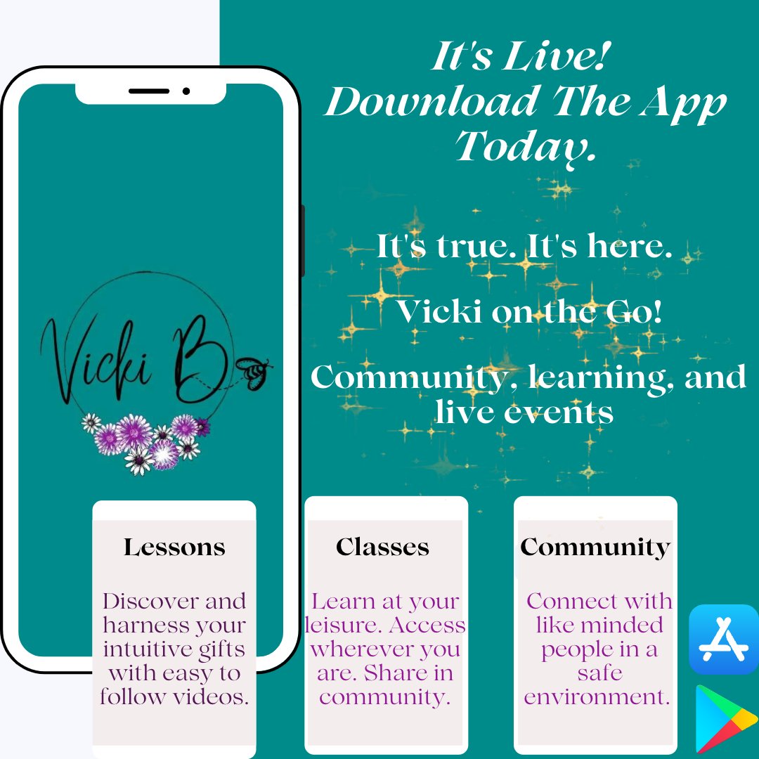 Did you hear? The Vicki B App is Live! I wanted a place where you could learn, feel safe to discuss, and expand your intuition. An app was the answer! Check it out wherever you get your apps. #applaunch #intuition #coachvickibaird #vickib #learning #spirituality