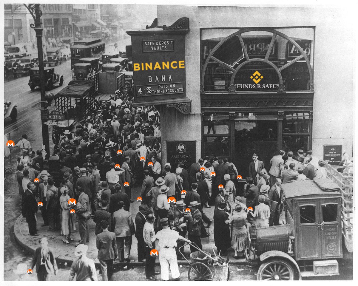 DontTraceMeBruh's tweet image. The great #Monerun, circa 2022 (partially colorized).

Your funds are NOT SAFU unless they&apos;re in your own non-custodial wallet.
#Monero