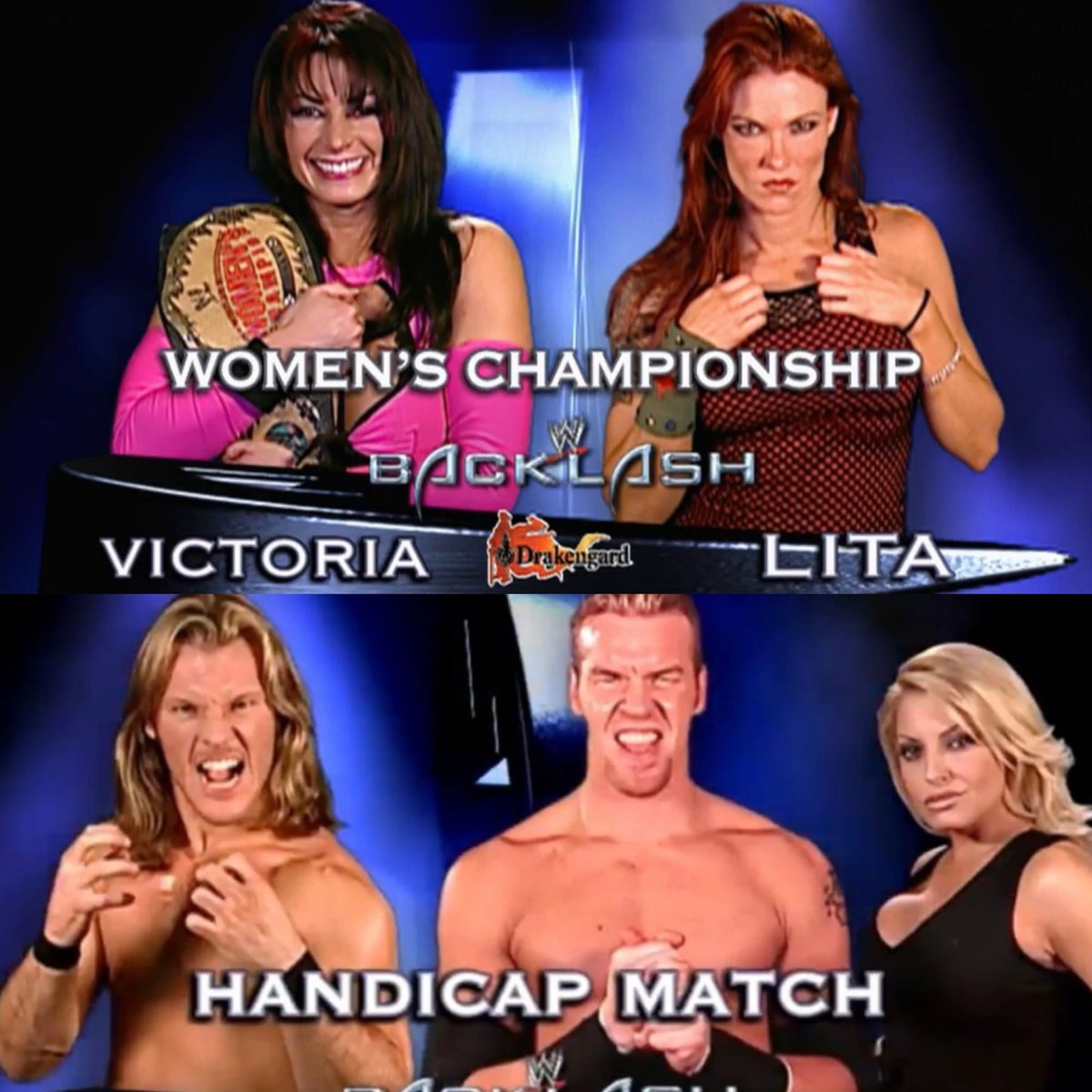#OnThisDay in 2004, WWE Backlash took place. Trish Stratus & Christian took on Chris Jericho in a handicap match. Victoria put her title on the line against Lita. https://t.co/wjSInAZGIK