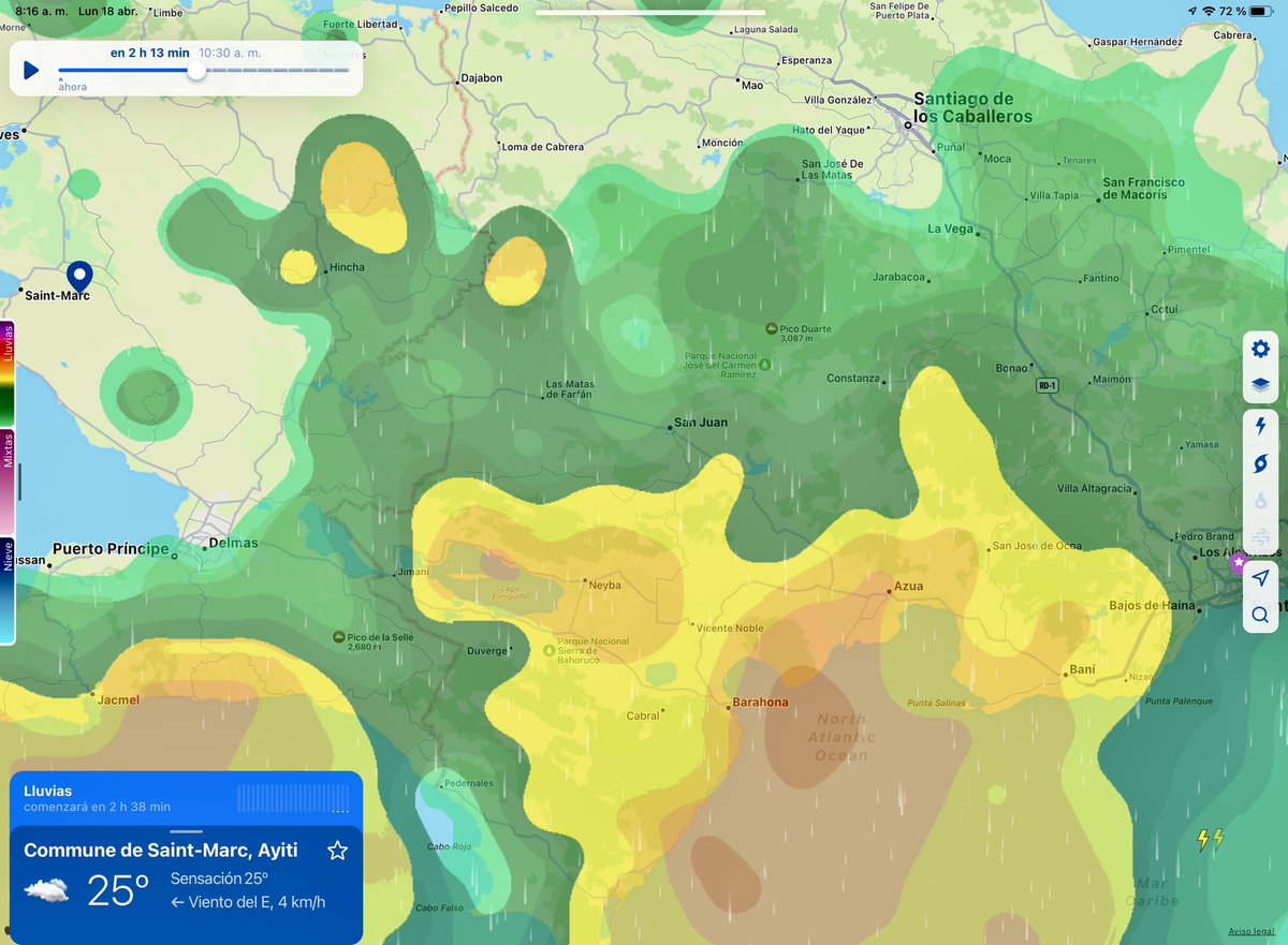 Osirisdleon's tweet photo. Durante toda la mañana de hoy lunes muchas lluvias en SDomingo, Haina, SCristóbal, Nizao, Baní, Ocoa, Rancho Arriba, VAltagracia, Bonao, Constanza, Azua, VNoble, Tamayo, Neiba, VJaragua, Descubierta, Jimaní, Duvergé, Cabral, Barahona, Polo, Paraíso, Enriquillo, Oviedo y San Juan. https://t.co/izLmFUdKlu