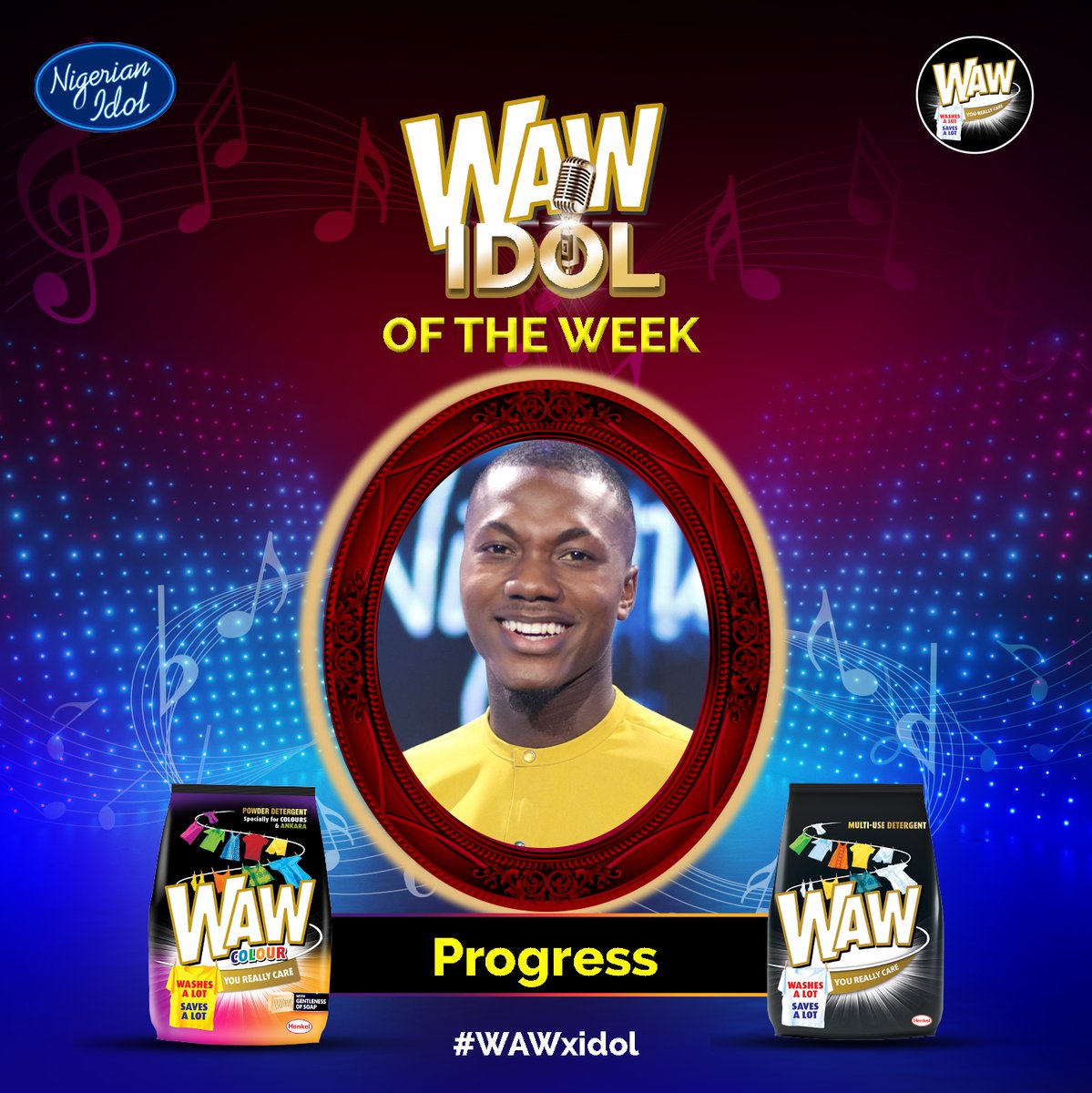 wawnigeria's tweet photo. Progress’ performance on Sunday was so stellar he had to be the #WAWIdol this week. We are in awe of the #WAWMoment from Progress and the #WAWFactor from David Operah beamed through. 

Retweet if you agree

#WAWNig #WAWDetergent #WAW #stains #Laundry #WAWxIdol #NigerianIdol https://t.co/UQtRuHuzlr