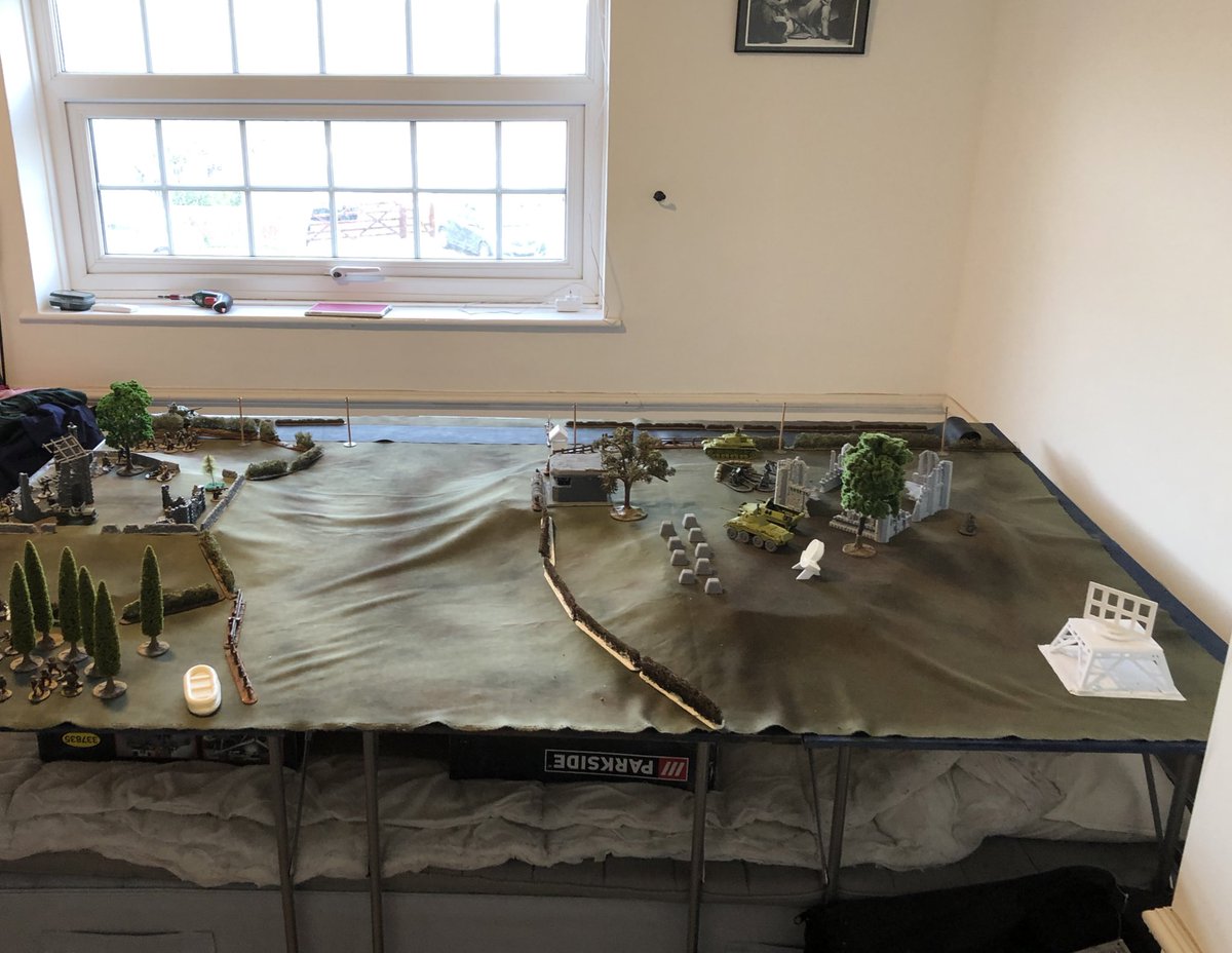 Well with the new floor down, walls painted and the bunk bed cut down. The board now has a new dedicated home,just need to find the paint and glue and we’re back in business and can start the conversion to 15mm !!#Wargaming