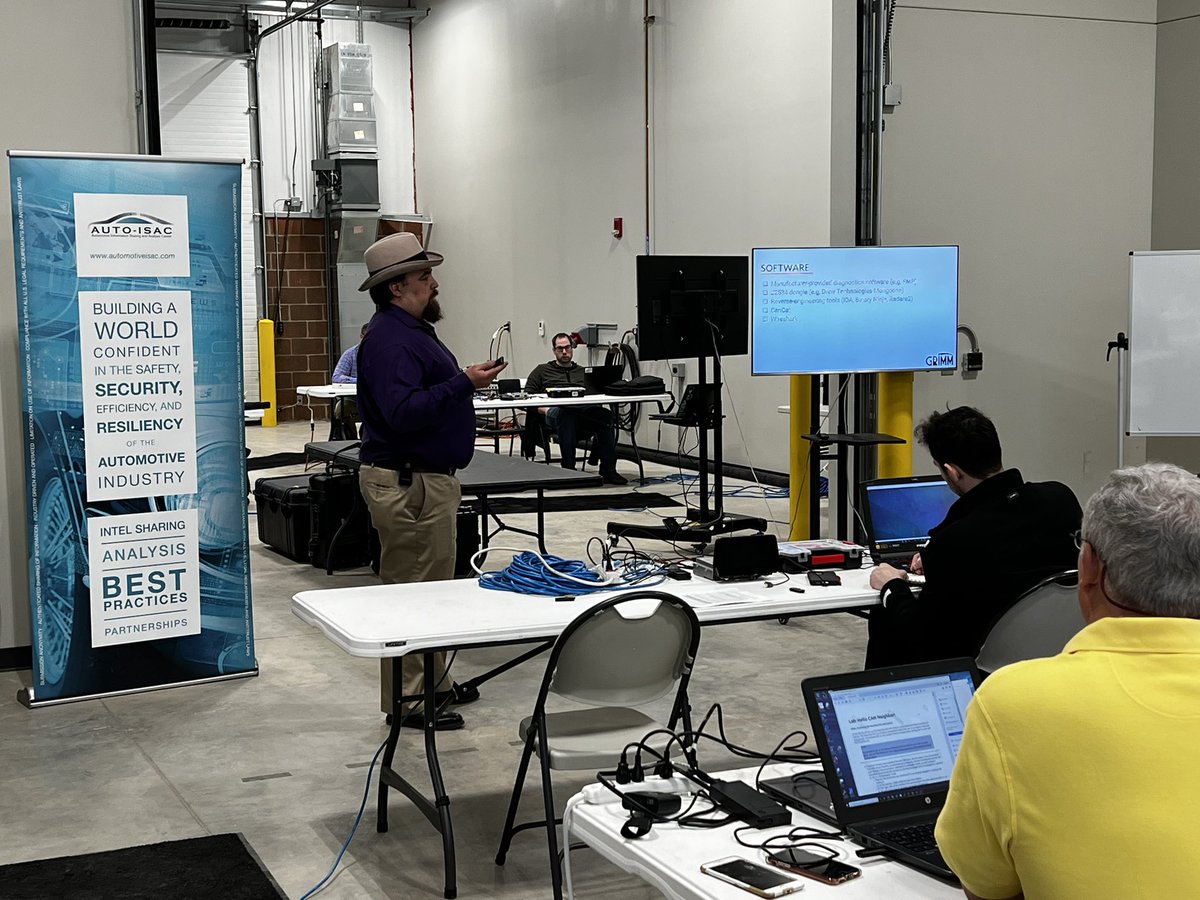 grimmcyber's tweet photo. This week we’ve got @b1tbane, @J0hnnyXm4s and @d0rkv4d3r kicking off our Automotive Security Training in partnership with @AutoISAC! 

Want us to help train your org? Slide into our DMs! https://t.co/tjXplmTOnB