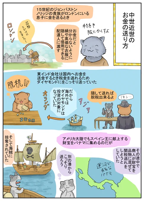 脱税目的の密輸はともかく、こっそりお金を送らなくてもよくなった現代の銀行は偉大だ。 